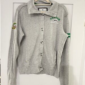 Colosseum Gray Varsity Jacket with Green Accents